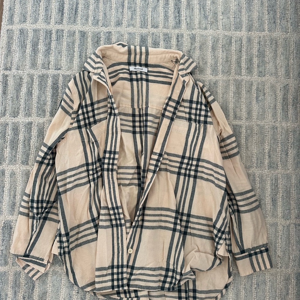 Madewell Plaid Beige and Black Women's Flannel Shirt